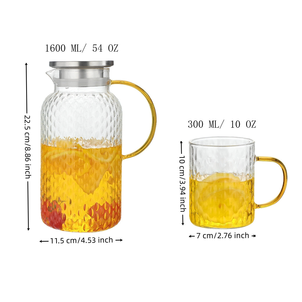 1 Pot with 4 Cups Set, Rice Grain Corrugated Cooling Water Kettle, Water Cup Set, Water Utensil Set, Tea Pot Set, Water Kettle Cup Set, High Borosilicate Glass Water Kettle, Water Cup Kettle