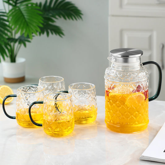 1 Pot with 4 Cups Set, Haitang Cooling Water Kettle, Water Cup Set, Water Utensil Set, Tea Pot Set, Water Kettle, Water Cup Set, High Borosilicate Glass Water Kettle, Water Cup Set, Kettle